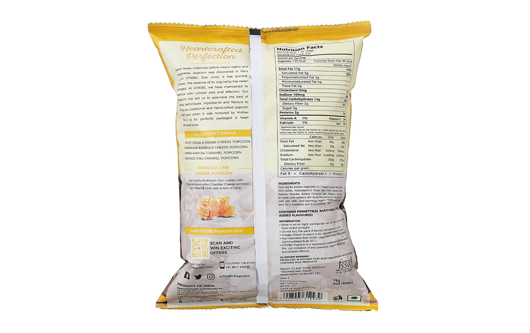 4700BC Sriracha Lime Cheese Popcorn Heartcrafted Perfection   Pack  35 grams